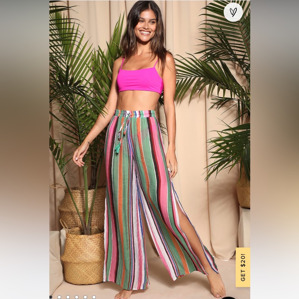 Lulus Eternal Vacation Green Multi Striped Swim Cover-Up Pants